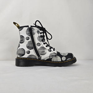 Dr. Martens 1460 J Black & White Polka Dot Lace-Up Boots Size 5
