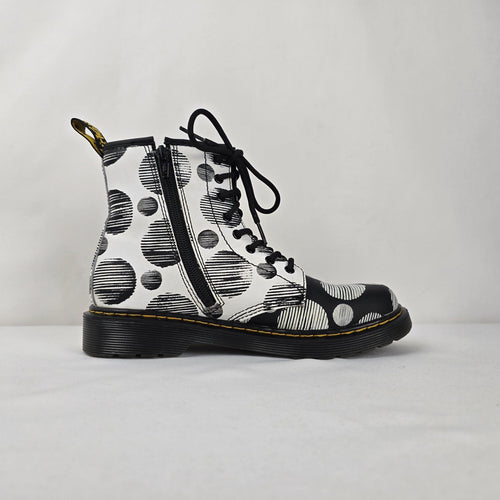 Dr. Martens 1460 J Black & White Polka Dot Lace-Up Boots Size 5