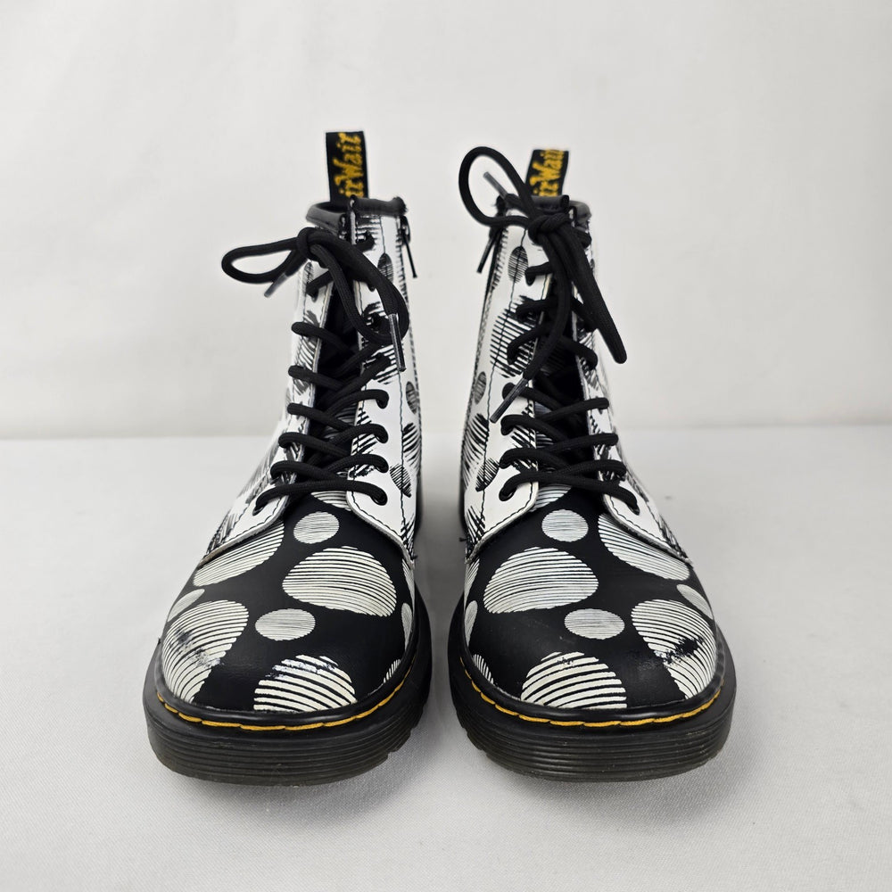 Dr. Martens 1460 J Black & White Polka Dot Lace-Up Boots Size 5