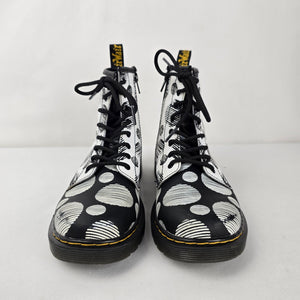 Dr. Martens 1460 J Black & White Polka Dot Lace-Up Boots Size 5
