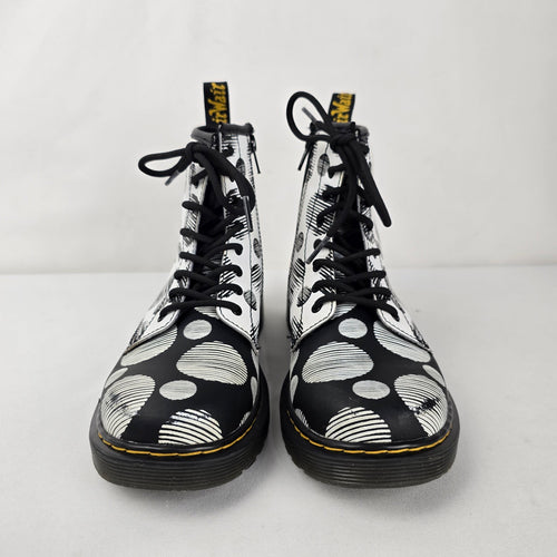 Dr. Martens 1460 J Black & White Polka Dot Lace-Up Boots Size 5