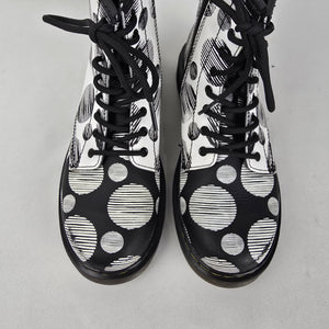 Dr. Martens 1460 J Black & White Polka Dot Lace-Up Boots Size 5