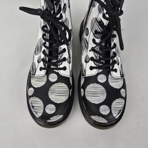Dr. Martens 1460 J Black & White Polka Dot Lace-Up Boots Size 5