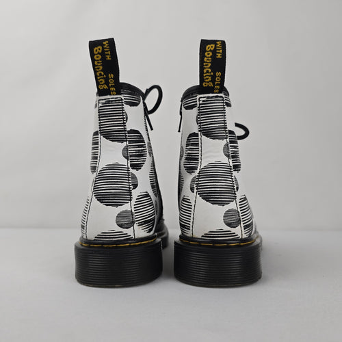 Dr. Martens 1460 J Black & White Polka Dot Lace-Up Boots Size 5
