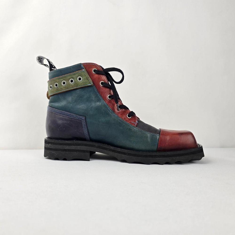 John Fluevog Piquet Boots Carlton MK1 Colorblock Buckle Sz 10
