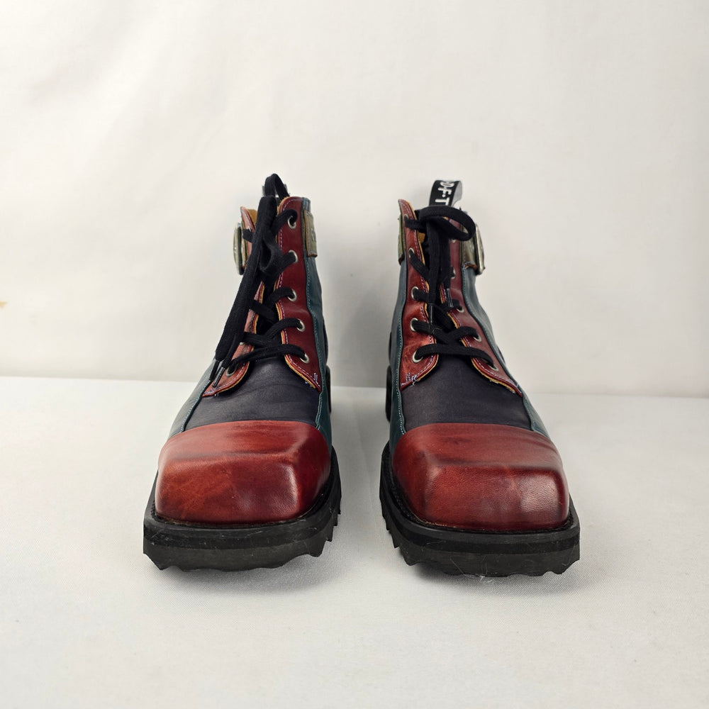 John Fluevog Piquet Boots Carlton MK1 Colorblock Buckle Sz 10