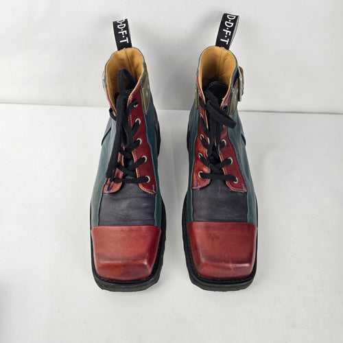 John Fluevog Piquet Boots Carlton MK1 Colorblock Buckle Sz 10