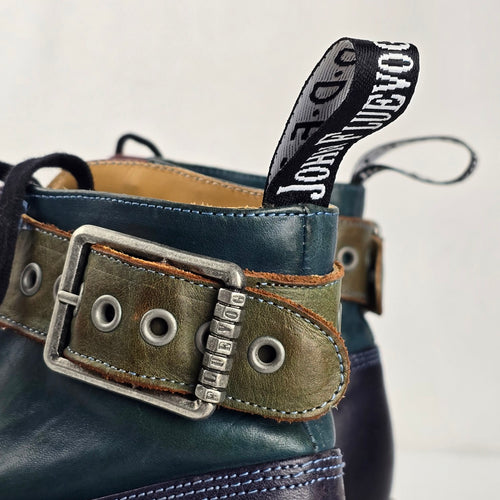 John Fluevog Piquet Boots Carlton MK1 Colorblock Buckle Sz 10