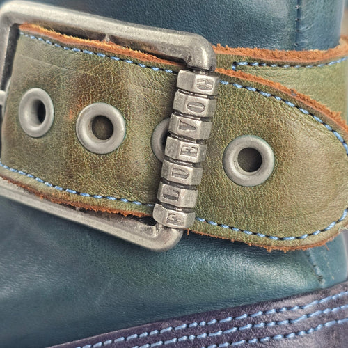 John Fluevog Piquet Boots Carlton MK1 Colorblock Buckle Sz 10