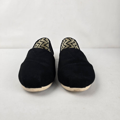 TOMS Women’s Alpargata Black Canvas Slip-On Shoes Size 9