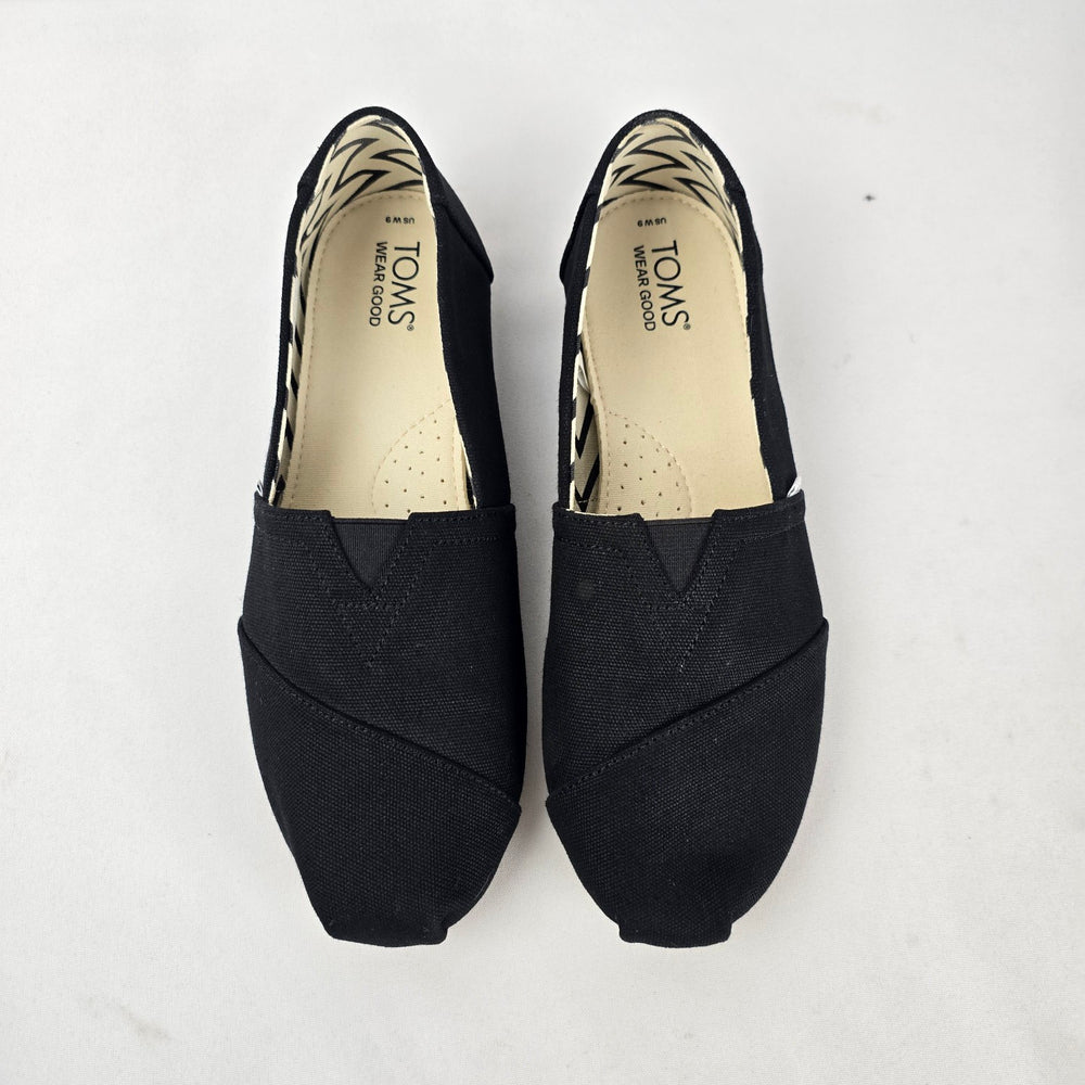 TOMS Women’s Alpargata Black Canvas Slip-On Shoes Size 9