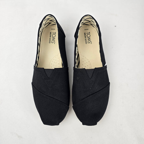 TOMS Women’s Alpargata Black Canvas Slip-On Shoes Size 9