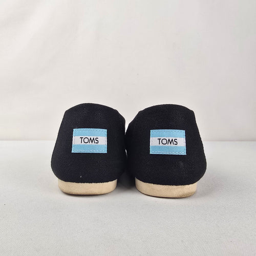 TOMS Women’s Alpargata Black Canvas Slip-On Shoes Size 9