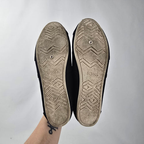 TOMS Women’s Alpargata Black Canvas Slip-On Shoes Size 9