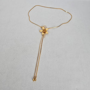 Vintage Gold Tone Floral Lariat Necklace