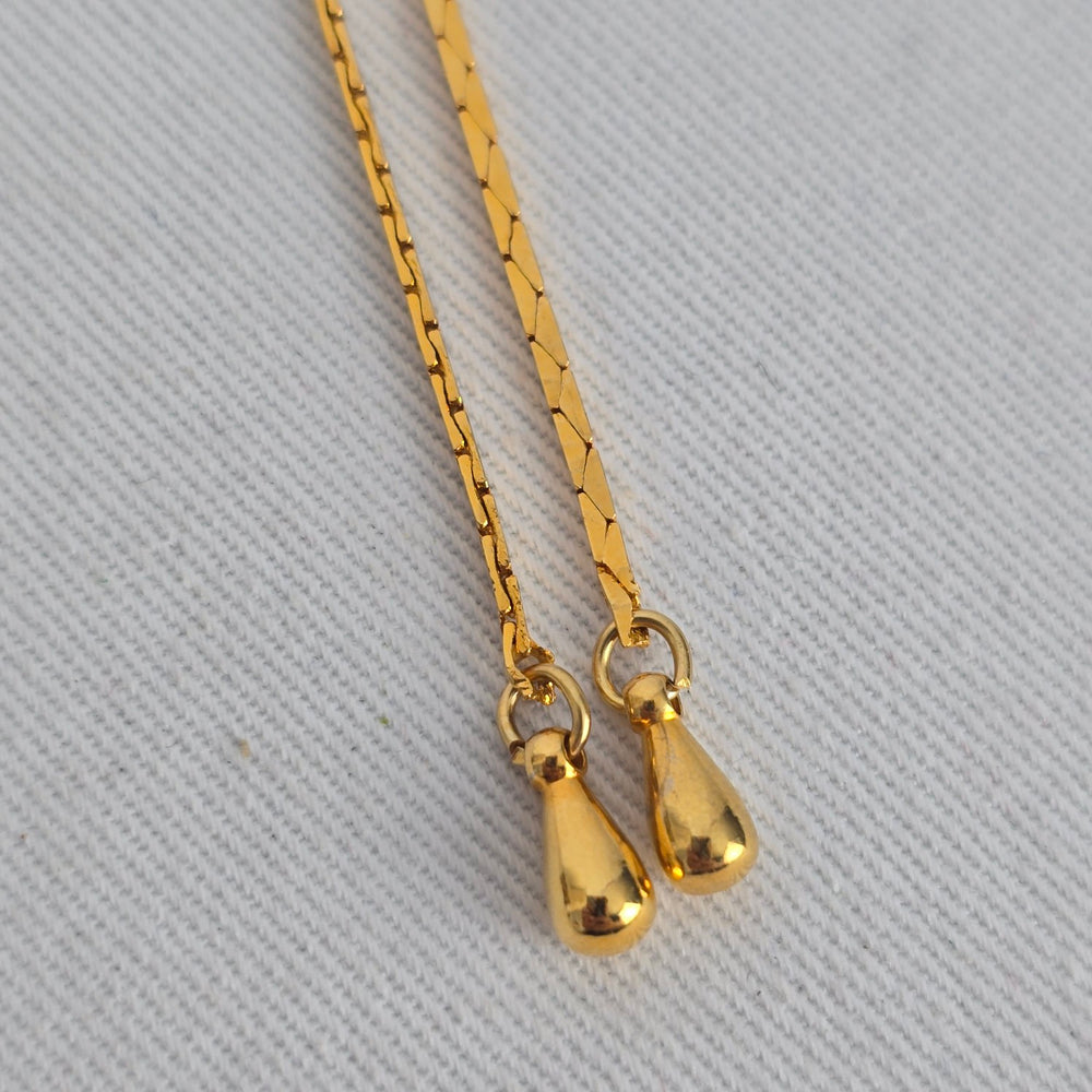 Vintage Gold Tone Floral Lariat Necklace
