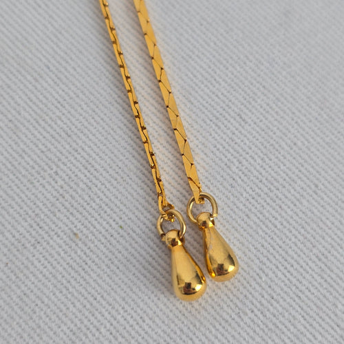 Vintage Gold Tone Floral Lariat Necklace