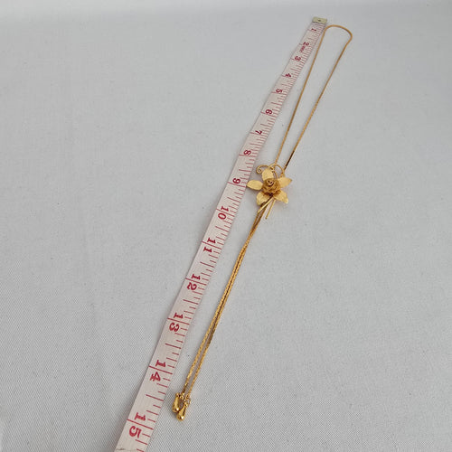 Vintage Gold Tone Floral Lariat Necklace