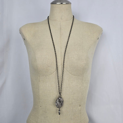 Vintage Silver Egyptian Pharaoh Pendant Necklace
