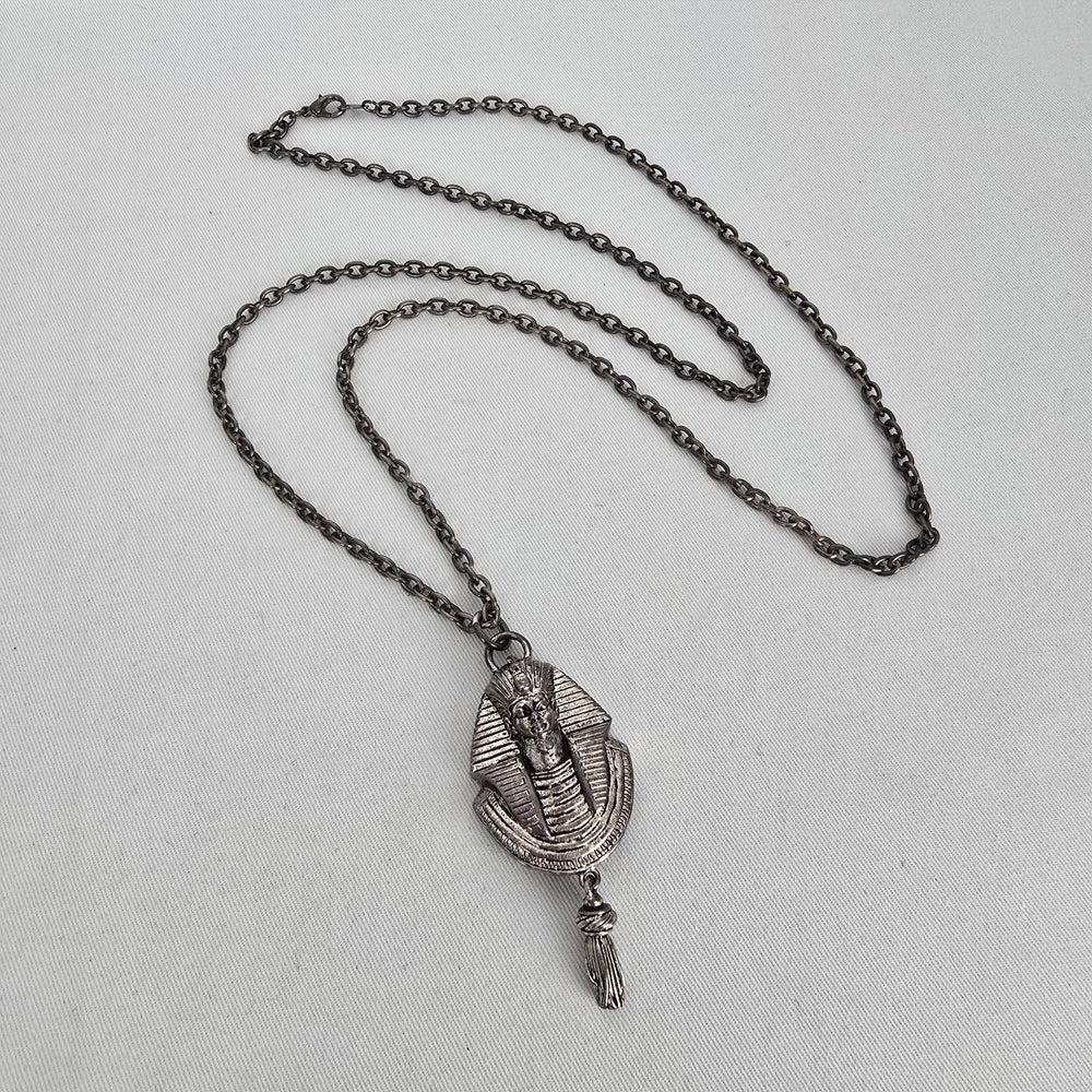 Vintage Silver Egyptian Pharaoh Pendant Necklace