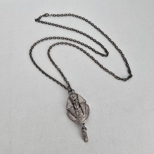 Vintage Silver Egyptian Pharaoh Pendant Necklace
