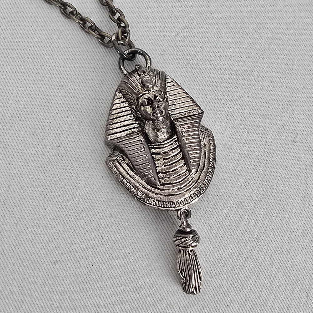Vintage Silver Egyptian Pharaoh Pendant Necklace