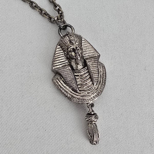 Vintage Silver Egyptian Pharaoh Pendant Necklace