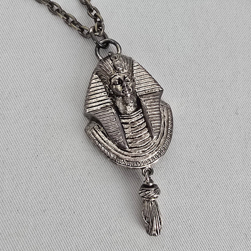 Vintage Silver Egyptian Pharaoh Pendant Necklace