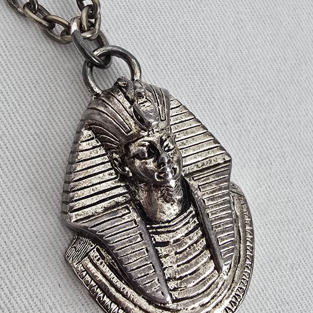 Vintage Silver Egyptian Pharaoh Pendant Necklace
