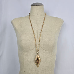 Vintage Gold Tone Geometric Pendant Necklace