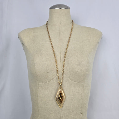 Vintage Gold Tone Geometric Pendant Necklace