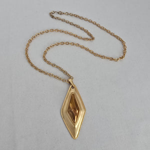Vintage Gold Tone Geometric Pendant Necklace