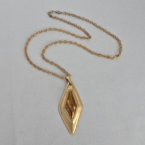 Vintage Gold Tone Geometric Pendant Necklace