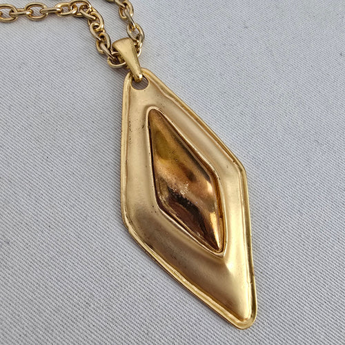 Vintage Gold Tone Geometric Pendant Necklace