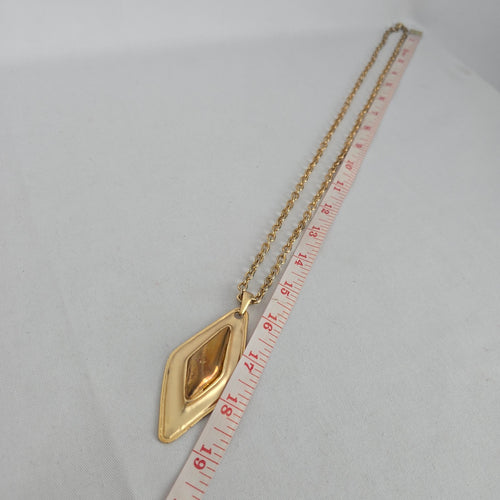 Vintage Gold Tone Geometric Pendant Necklace