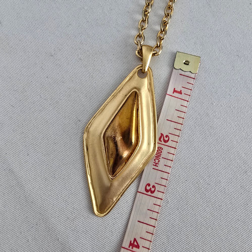 Vintage Gold Tone Geometric Pendant Necklace