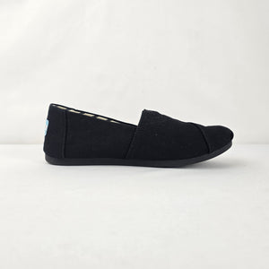 TOMS Women’s Alpargata Black Canvas Slip  On Flats, Size 7