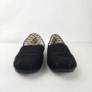 TOMS Women’s Alpargata Black Canvas Slip  On Flats, Size 7