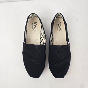 TOMS Women’s Alpargata Black Canvas Slip  On Flats, Size 7