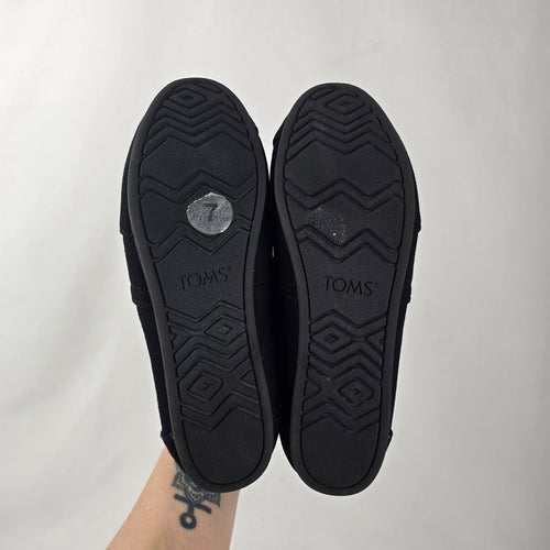 TOMS Women’s Alpargata Black Canvas Slip  On Flats, Size 7