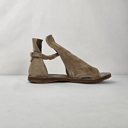 AS98 Distressed Taupe Suede Asymmetric Gladiator Sandals Ankle Strap Size 8.5