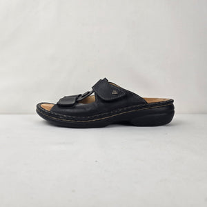 Finn Comfort Black Leather Comfort Sandals Size 6.5