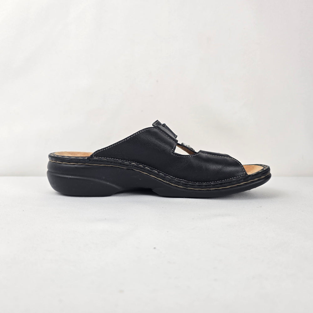 Finn Comfort Black Leather Comfort Sandals Size 6.5