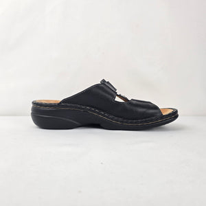 Finn Comfort Black Leather Comfort Sandals Size 6.5