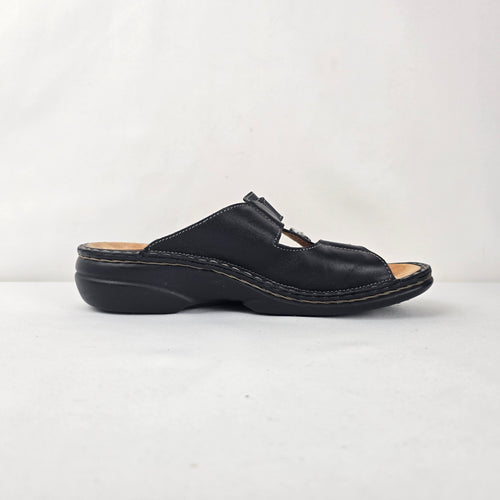 Finn Comfort Black Leather Comfort Sandals Size 6.5