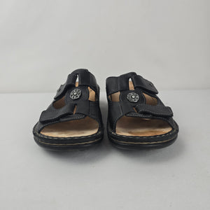 Finn Comfort Black Leather Comfort Sandals Size 6.5