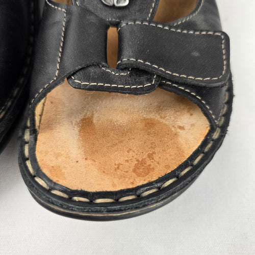 Finn Comfort Black Leather Comfort Sandals Size 6.5