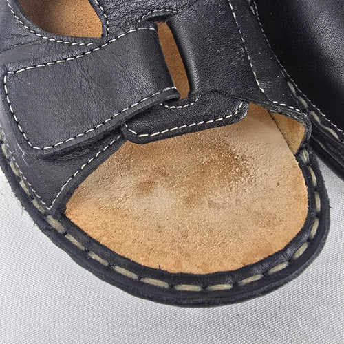 Finn Comfort Black Leather Comfort Sandals Size 6.5