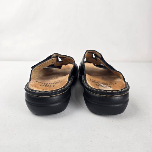 Finn Comfort Black Leather Comfort Sandals Size 6.5