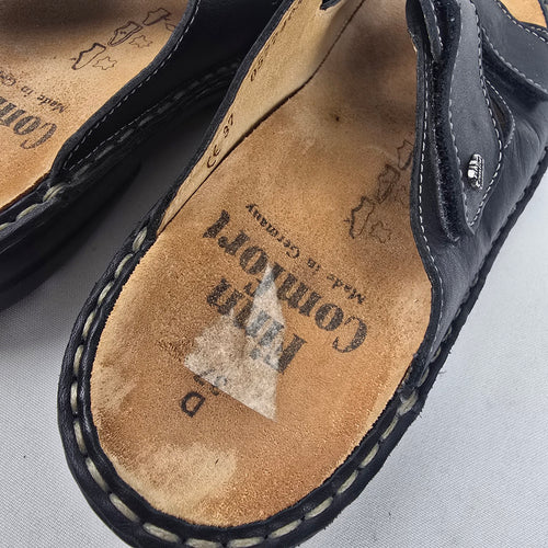 Finn Comfort Black Leather Comfort Sandals Size 6.5